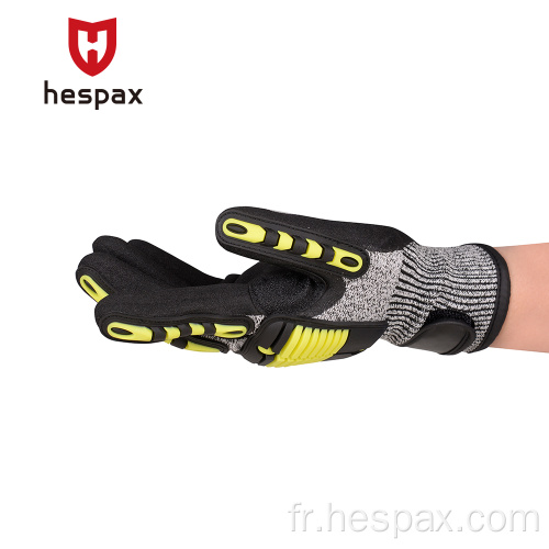 Gants de travail TPR anti-TPR en revêtement en nitrile HESPAX